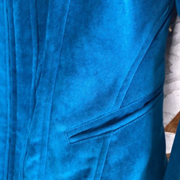 Tribal Teal Suede Look Jacket Size 4 - Picture 5 of 9